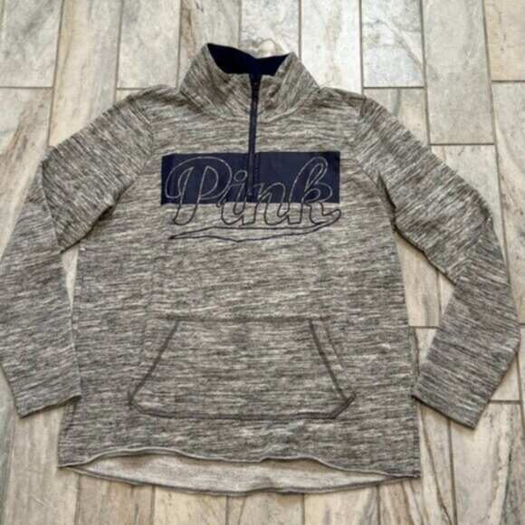 Pink Victoria's Secret women's Small 1/4 zip pullover Gray/Blue - Picture 1 of 5